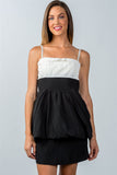 Ladies fashion white and black colorblock mini dress - Presidential Brand (R)