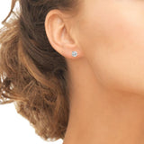Sterling Silver White Topaz 7mm Round-Cut Solitaire Stud Earrings - Presidential Brand (R)