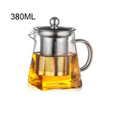 380/550/750/950ML Borosilicate Glass Teapot Heat Resistant Square Glass Teapot Tea Infuser Filter Milk Oolong Flower Tea Pot - Presidential Brand (R)