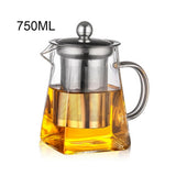 380/550/750/950ML Borosilicate Glass Teapot Heat Resistant Square Glass Teapot Tea Infuser Filter Milk Oolong Flower Tea Pot - Presidential Brand (R)
