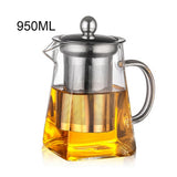 380/550/750/950ML Borosilicate Glass Teapot Heat Resistant Square Glass Teapot Tea Infuser Filter Milk Oolong Flower Tea Pot - Presidential Brand (R)