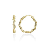 Yellow Gold Flashed Sterling Silver Chain Wrap Click-Top Hoop Earrings, 25mm - Presidential Brand (R)