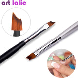 French Tip Nail Brush Silver Black Handle Design Half Moon Shape Acrylic UV Gel Drawing Painting Pen Manicure Nail Art Tool - Presidential Brand (R)