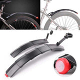 2PCS Mountain Bike Cycling Front Rear LED Mudguard Set Foldable Bicycle Bike Fender Taillight - Presidential Brand (R)