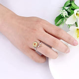 Fidget Spinner Rings for Women Sunflower Adjustable Open Ring You are My Sunshine Rotate Anti Stress Ring Valentine's Day Gfit