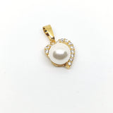 1-2462-h1 Gold Overlay Heart and Colored Pearl with CZ Accent Pendant. - Presidential Brand (R)
