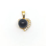 1-2462-h1 Gold Overlay Heart and Colored Pearl with CZ Accent Pendant. - Presidential Brand (R)