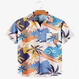 Hawaiian Men's Shirts Shirts Multicolor Striped Loose Short Sleeves Casual Buttons Cotton Beach Shirts for Men Camisas Para Homb