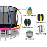 Everfit 12FT Trampoline Round Trampolines With Basketball Hoop Kids Present Gift Enclosure Safety Net Pad Outdoor Multi-coloured - Presidential Brand (R)