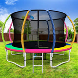 Everfit 12FT Trampoline Round Trampolines With Basketball Hoop Kids Present Gift Enclosure Safety Net Pad Outdoor Multi-coloured - Presidential Brand (R)
