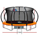 Everfit 12FT Trampoline Round Trampolines With Basketball Hoop Kids Present Gift Enclosure Safety Net Pad Outdoor Orange - Presidential Brand (R)