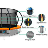 Everfit 12FT Trampoline Round Trampolines With Basketball Hoop Kids Present Gift Enclosure Safety Net Pad Outdoor Orange - Presidential Brand (R)