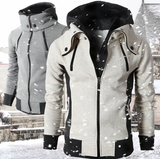 Mens High Collar Windproof Hoodie Light Gray - Presidential Brand (R)