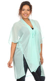 Plus Size Women's Front Tie Beach Dress Cove Up Swimwear Made in USA - Presidential Brand (R)