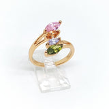1-3107-h2 Gold Plated Multicolor CZ Ring. - Presidential Brand (R)