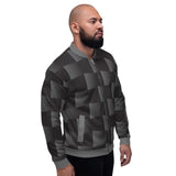Mens Jackets, Black And Gray 3D Square Style Bomber Jacket - Presidential Brand (R)