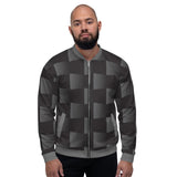 Mens Jackets, Black And Gray 3D Square Style Bomber Jacket - Presidential Brand (R)