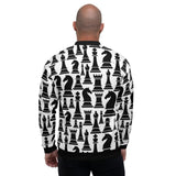 Mens Jackets, Black And White Chess Style Bomber Jacket - Presidential Brand (R)