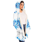 Mens Jackets, Blue And White Mosaic Square Style Fleece Jacket - Presidential Brand (R)