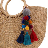 Bead Handbag Tassel Key Chain Pompom Key Ring Holder Hanging Bohemian Style Pendant Keychain Decoration - Presidential Brand (R)