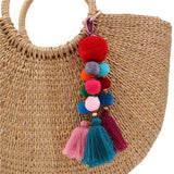 Bead Handbag Tassel Key Chain Pompom Key Ring Holder Hanging Bohemian Style Pendant Keychain Decoration - Presidential Brand (R)