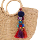 Bead Handbag Tassel Key Chain Pompom Key Ring Holder Hanging Bohemian Style Pendant Keychain Decoration - Presidential Brand (R)
