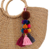 Bead Handbag Tassel Key Chain Pompom Key Ring Holder Hanging Bohemian Style Pendant Keychain Decoration - Presidential Brand (R)