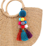 Bead Handbag Tassel Key Chain Pompom Key Ring Holder Hanging Bohemian Style Pendant Keychain Decoration - Presidential Brand (R)