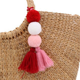 Bead Handbag Tassel Key Chain Pompom Key Ring Holder Hanging Bohemian Style Pendant Keychain Decoration - Presidential Brand (R)