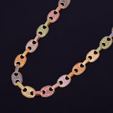 12MM Mixed Color Cubic Zircon Cuban Link Necklace Bling Hip hop Jewelry 18 K Copper Iced Cuban Chain 18" - Presidential Brand (R)
