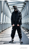 Letter Black Multi-pocket Men's Hip Hop Cargo Jackets Coats Streetwear Cardigan Zipper Casual Techwear Hooded Men Outerwear Top - Presidential Brand (R)