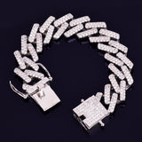 18mm Big Square Cuban Link Bracelet Gold Color Iced Out Cubic Zirconia Style - Presidential Brand (R)