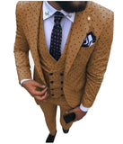 Mens suits Wave point Three Pieces Casual Blazer Vest Pants - Presidential Brand (R)
