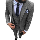 Mens suits Wave point Three Pieces Casual Blazer Vest Pants - Presidential Brand (R)