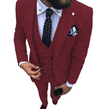 Mens suits Wave point Three Pieces Casual Blazer Vest Pants - Presidential Brand (R)