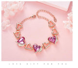 Rose Gold Color Charm Link Chain Bracelets with Fashion Heart Shaped Crystal from Swarovski Women Bracelet Gift Jewelry - Presidential Brand (R)