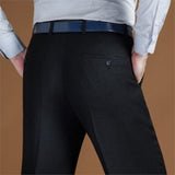 ICPANS High Waist Wool Men Casual Pants Classic Straight Loose Pleated Black Suit Pant For Men Formal Trousers Mens Size 42 44 - Presidential Brand (R)