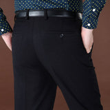 ICPANS High Waist Wool Men Casual Pants Classic Straight Loose Pleated Black Suit Pant For Men Formal Trousers Mens Size 42 44 - Presidential Brand (R)