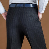 ICPANS High Waist Wool Men Casual Pants Classic Straight Loose Pleated Black Suit Pant For Men Formal Trousers Mens Size 42 44 - Presidential Brand (R)
