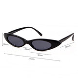 Small Oval Vintage Sunglasses Women Cat Eye Brand Design Retro Skinny Cateye Frame Tiny Sun Glasses Shades - Presidential Brand (R)