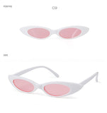 Small Oval Vintage Sunglasses Women Cat Eye Brand Design Retro Skinny Cateye Frame Tiny Sun Glasses Shades - Presidential Brand (R)
