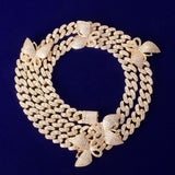 10mm Miami Cuban Link Necklace With Butterfly Women Jewelry AAAA Zircon Charm Men's Hip Hop Chain - Presidential Brand (R)