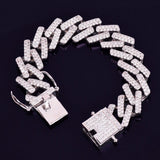 18mm Big Square Cuban Link Bracelet Gold Color Iced Out Cubic Zirconia Style - Presidential Brand (R)