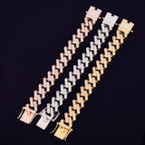 18mm Big Square Cuban Link Bracelet Gold Color Iced Out Cubic Zirconia Style - Presidential Brand (R)
