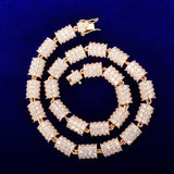 Solid 10mm Cylindrical Shape Necklace Choker Gold Color Hip Hop Link Bling Full Cubic Zirconia Men's Rock Street Jewelry - Presidential Brand (R)