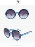 Retro Round Sunglasses Women Men Brand Design Transparent Blue Frame Circle Lens Fashion 90s Sun Glasses Shades Female - Presidential Brand (R)