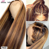Ishow Highlight Wig Brown Colored Human Hair Wigs 13X4 13X6x1 Ombre Straight Lace Front Wig Highlight Lace Front Human Hair Wigs - Presidential Brand (R)