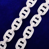 18mm Baguette Zirconia Cuban Chain Necklace Link Gold Color Copper Bling - Presidential Brand (R)