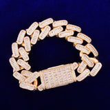 20MM Baguette Cuban Bracelet Chain Trendy Link Bling Zirconia Copper Rock Jewelry - Presidential Brand (R)