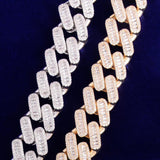 20MM Baguette Cuban Bracelet Chain Trendy Link Bling Zirconia Copper Rock Jewelry - Presidential Brand (R)